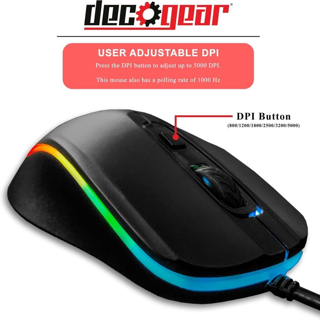 Deco Gear Gaming Accessory Bundle - Mechanical 18-Mode Key RGB Keyboard with 11-Mode RGB Gaming Mouse and x Extended Mouse Pad