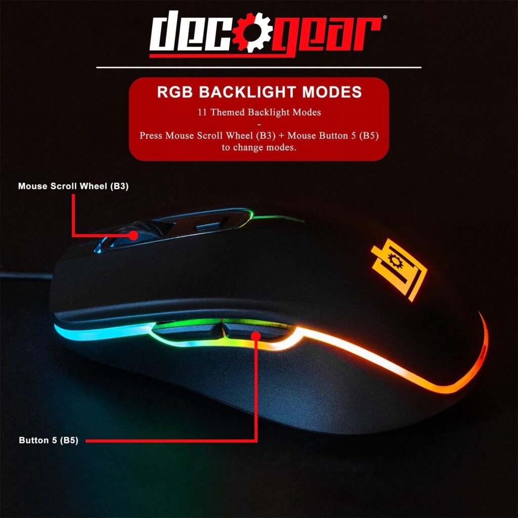Deco Gear Gaming Accessory Bundle - Mechanical 18-Mode Key RGB Keyboard with 11-Mode RGB Gaming Mouse and x Extended Mouse Pad