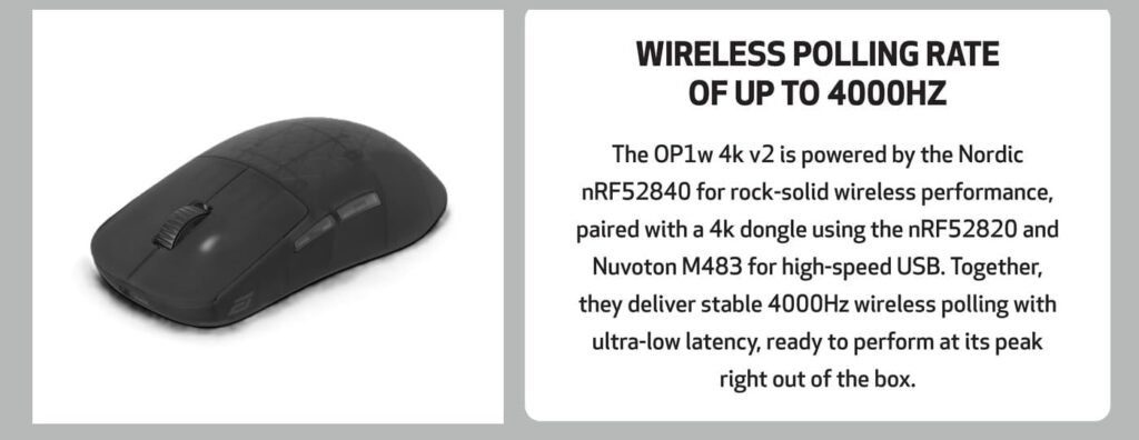End Game Gear OP1w 4K v2 Wireless Gaming Mouse - Lightweight 58.5g, Right-Handed, 2.4 GHz/USB-C, PixArt PAW3950 U Optical Sensor 30K DPI, 4K Dongle Included, Dark Frost End Game Gear OP1w 4K v2 Wireless Gaming Mouse - Lightweight 58.5g, Right-Handed, 2.4 GHz/USB-C, PixArt PAW3950 U Optical Sensor 30K DPI, 4K Dongle Included, Dark Frost