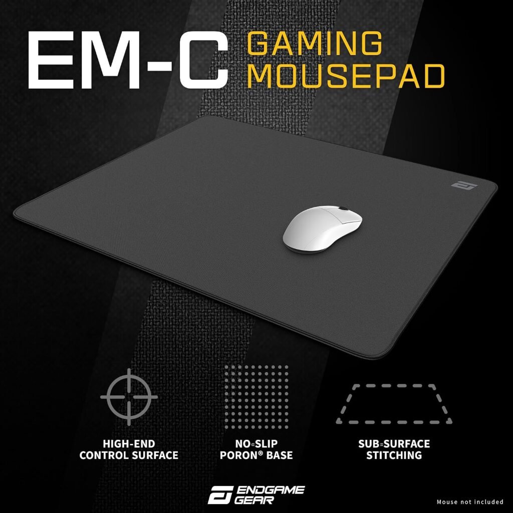 ENDGAME GEAR EM-C Series L Mouse Pad, FPS Gaming Surface, Stitched Edges, Woven Cloth Surface, Japanese Poron Base, 490mm x 410mm x 3mm, Black ENDGAME GEAR EM-C Series L Mouse Pad, FPS Gaming Surface, Stitched Edges, Woven Cloth Surface, Japanese Poron Base, 490mm x 410mm x 3mm, Black