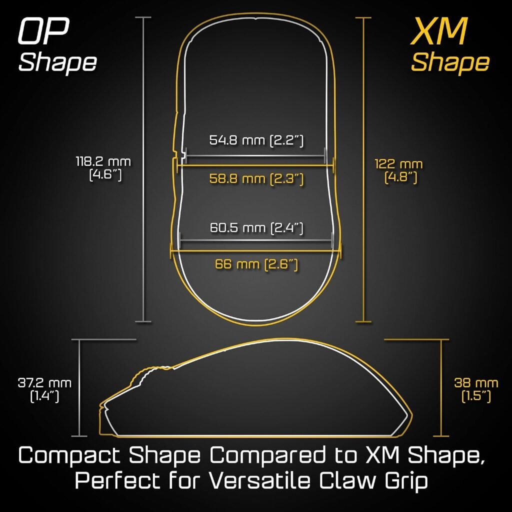 ENDGAME GEAR OP1we Wireless Gaming Mouse, CompX CX52850 Microcontroller, Pixart PAW3370 Optical Sensor, Mod-Friendly, Hybrid Skate Design, Claw Grip, 2.1 oz, Black