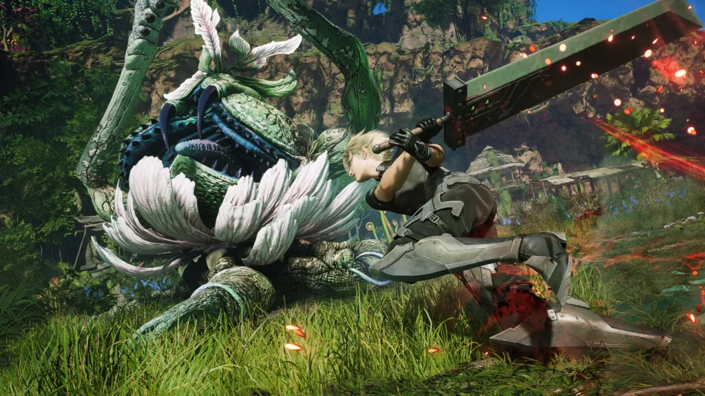 Cloud battling an enemy in Final Fantasy VII Revelation