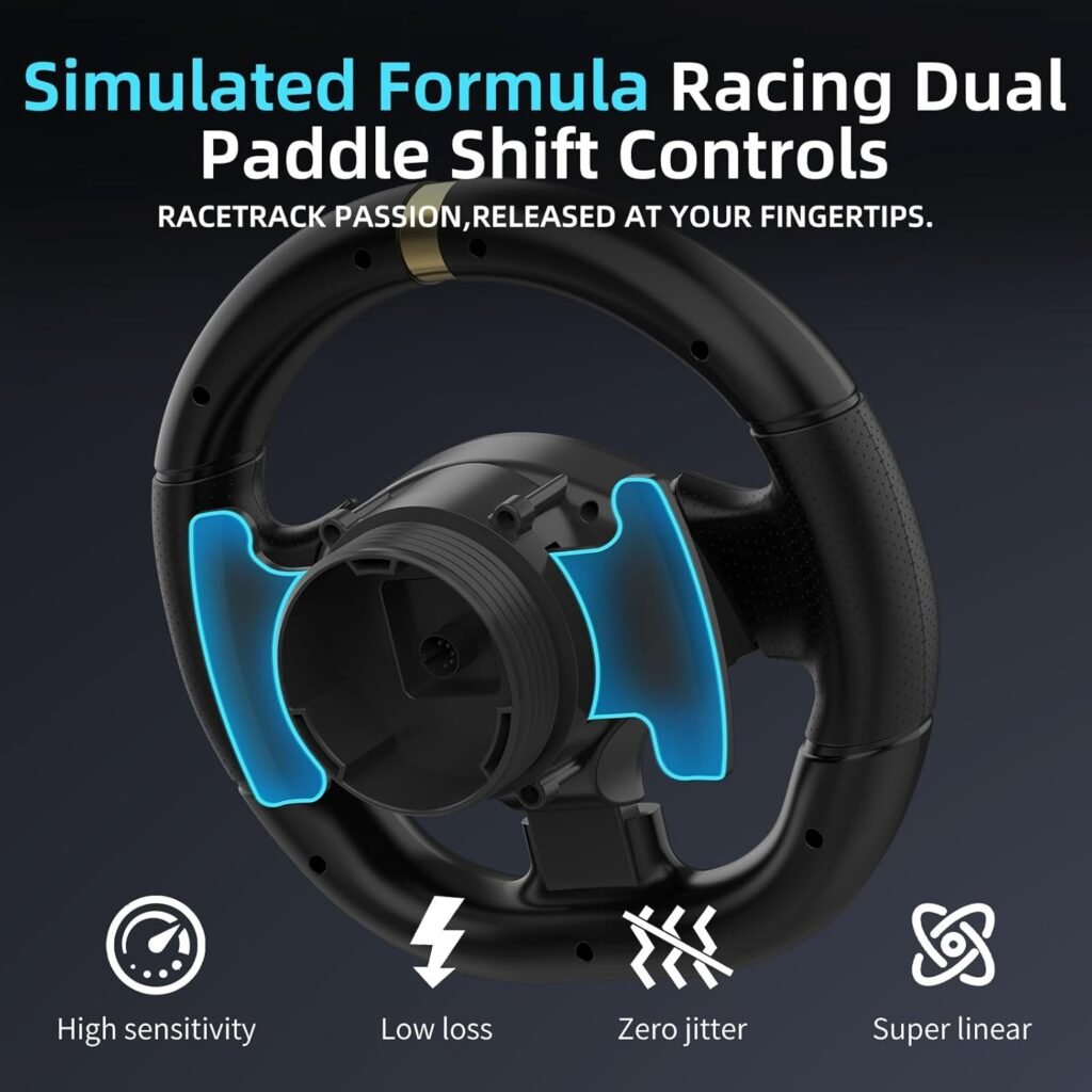 NBCP F10 PC Racing Wheel,1080° Hall-Effect Linear Steering | 6-Speed H-Pattern Shifter,Linear Pedals,Angle Lock,Sensitivity Adjust,Dual Vibration,X/D Input,for PC Win/10/11,PS3,ETS2