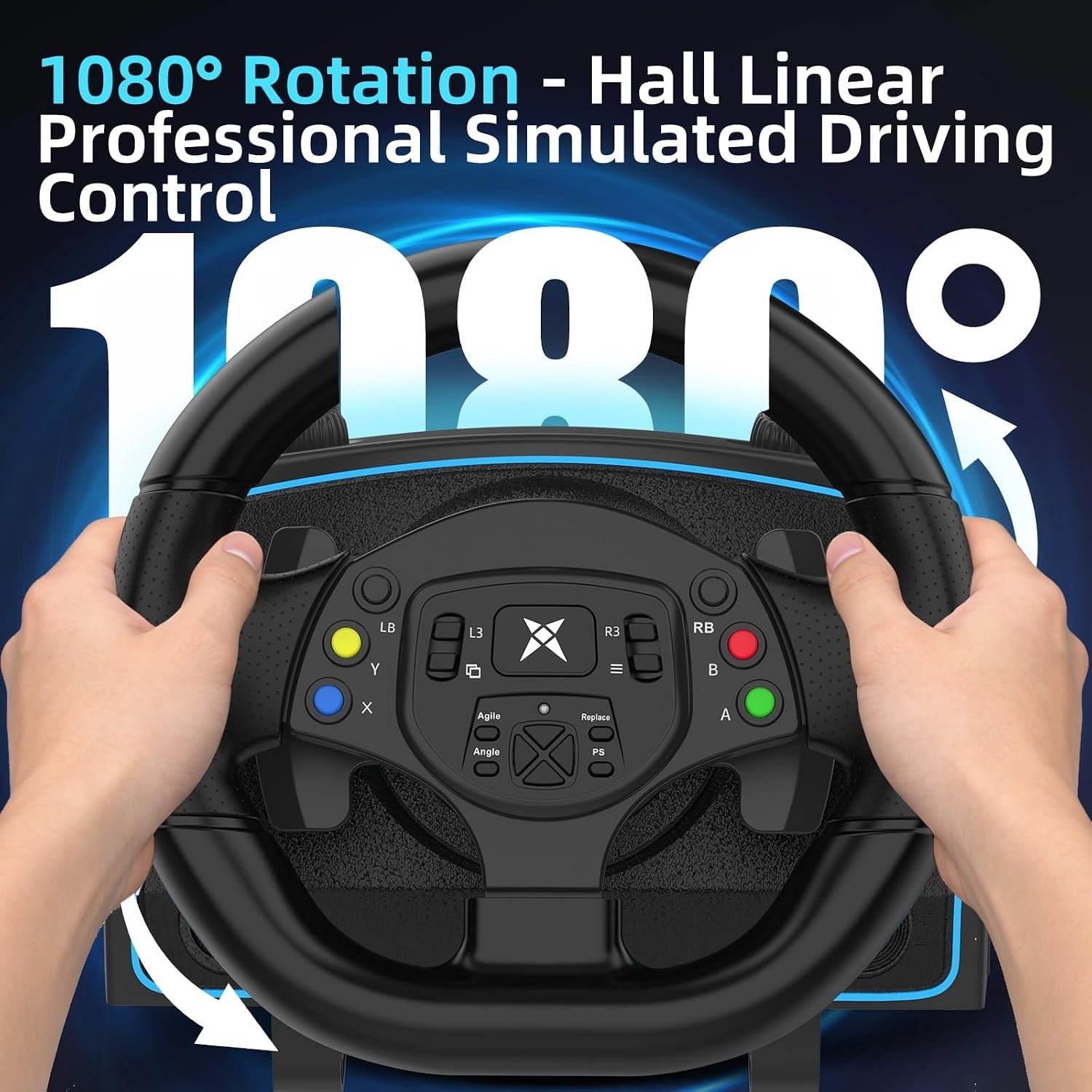 NBCP F10 PC Racing Wheel,1080° Hall-Effect Linear Steering | 6-Speed H-Pattern Shifter,Linear Pedals,Angle Lock,Sensitivity Adjust,Dual Vibration,X/D Input,for PC Win 7/10/11,PS3,ETS2