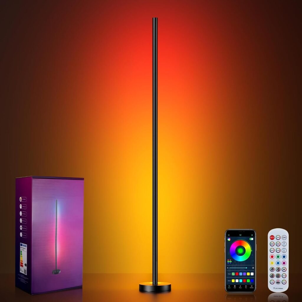 OIYN Smart RGBICW LED Corner Floor Lamp - Million DIY Colors, 68+ Scenes, Music Sync, App Remote Control, Color-Changing Ambient Lighting for Living Rooms, Bedrooms, and Gaming Rooms OIYN Smart RGBICW LED Corner Floor Lamp - Million DIY Colors, 68+ Scenes, Music Sync, App Remote Control, Color-Changing Ambient Lighting for Living Rooms, Bedrooms, and Gaming Rooms