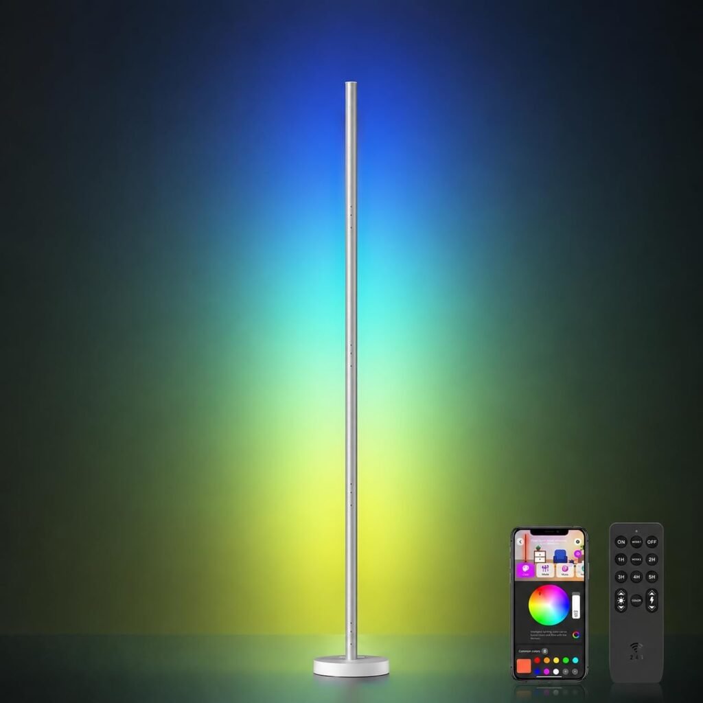 OIYN Smart RGBICW LED Corner Floor Lamp - Million DIY Colors, 68+ Scenes, Music Sync, App Remote Control, Color-Changing Ambient Lighting for Living Rooms, Bedrooms, and Gaming Rooms OIYN Smart RGBICW LED Corner Floor Lamp - Million DIY Colors, 68+ Scenes, Music Sync, App Remote Control, Color-Changing Ambient Lighting for Living Rooms, Bedrooms, and Gaming Rooms
