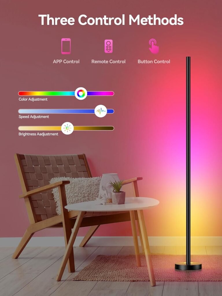 OIYN Smart RGBICW LED Corner Floor Lamp - Million DIY Colors, 68+ Scenes, Music Sync, App Remote Control, Color-Changing Ambient Lighting for Living Rooms, Bedrooms, and Gaming Rooms OIYN Smart RGBICW LED Corner Floor Lamp - Million DIY Colors, 68+ Scenes, Music Sync, App Remote Control, Color-Changing Ambient Lighting for Living Rooms, Bedrooms, and Gaming Rooms