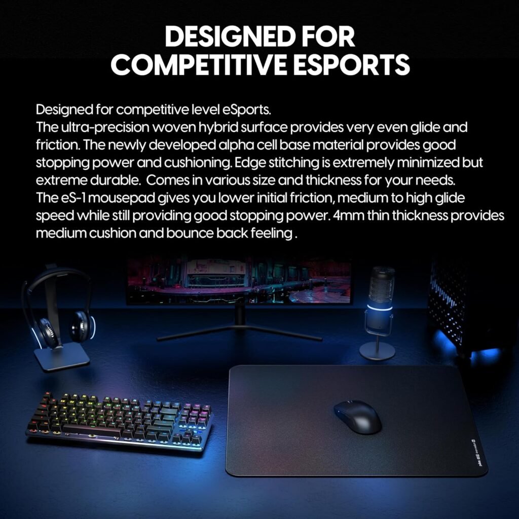 Pulsar Gaming Gears ES1 4mm Gaming Mouse Pad, L, Black Pulsar Gaming Gears ES1 4mm Gaming Mouse Pad, L, Black