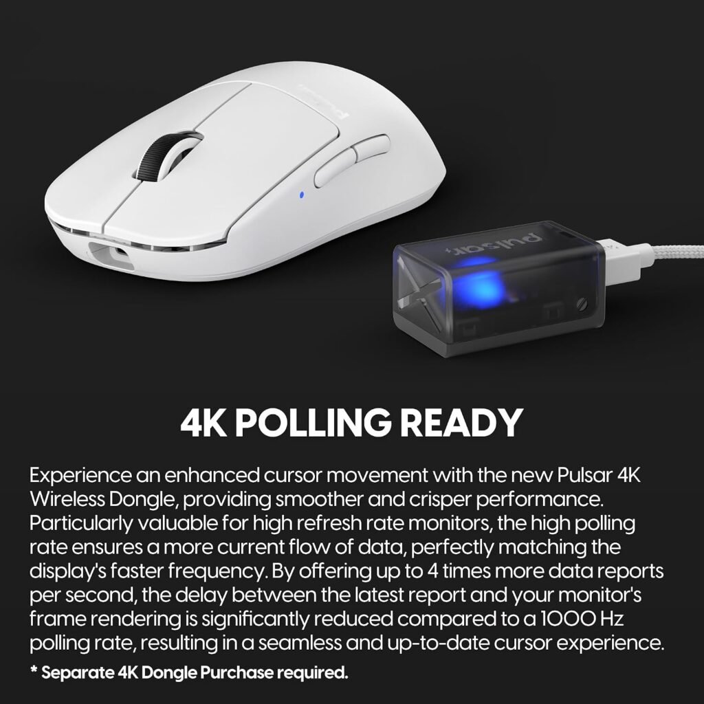 Pulsar Gaming Gears X2 v2 Wireless Gaming Mouse, Medium, White | Ultra Lightweight 1.87 oz (53 g), Symmetrical, Optical Switch, 2.4 Ghz ms, DPI, PAW3395 Sensor