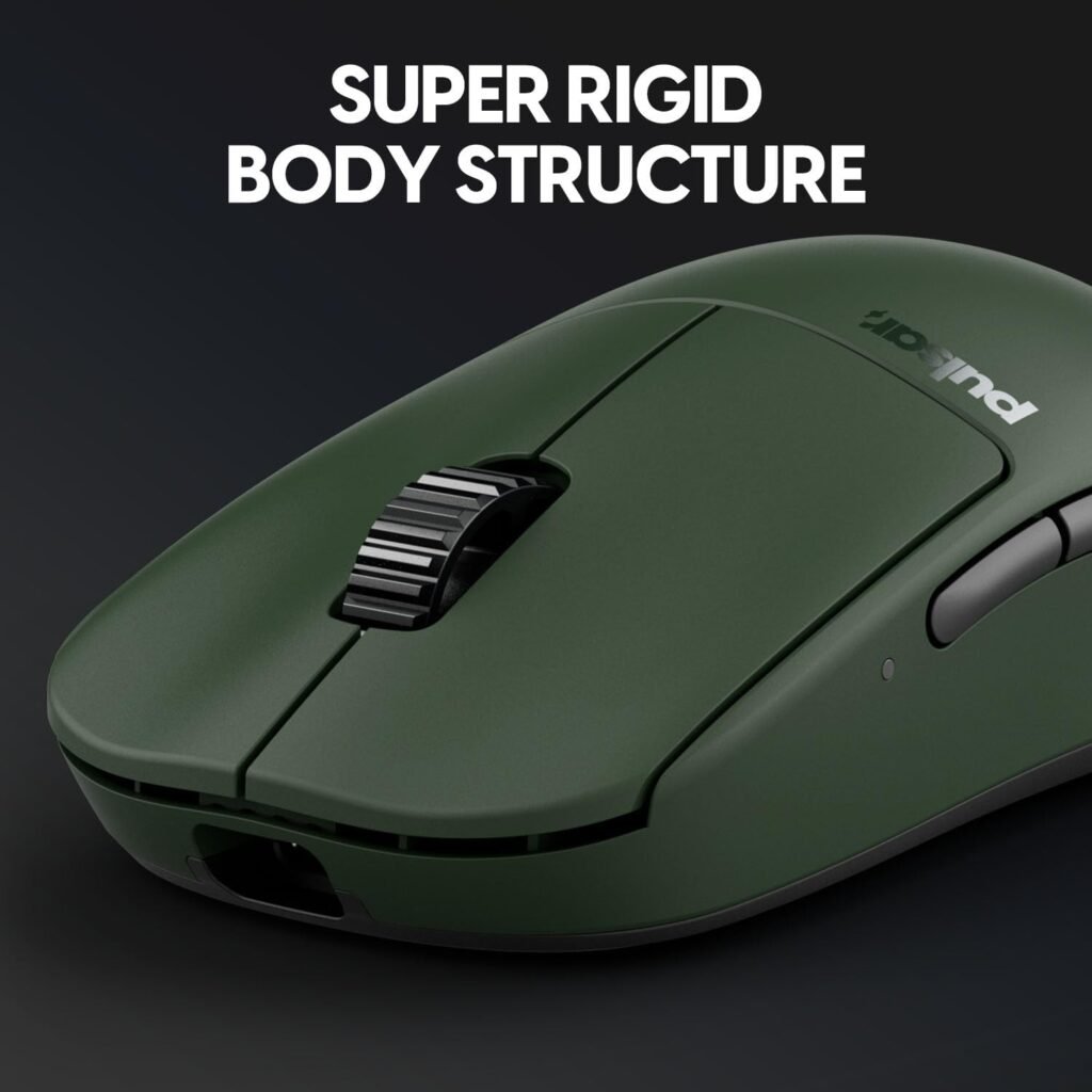 Pulsar Gaming Gears X2A ES Wireless Gaming Mouse, Medium, Green | Ultra Lightweight, Ambidextrous, Optical Switch, OLED Display, Driverless, PAW3395 Sensor, 100H Battery, Founders Edition