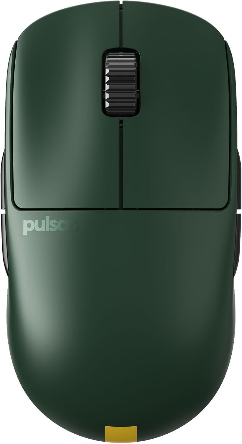 Pulsar Gaming Gears X2A ES Wireless Gaming Mouse, Medium, Green | Ultra Lightweight, Ambidextrous, Optical Switch, OLED Display, Driverless, PAW3395 Sensor, 100H Battery, Founder’s Edition