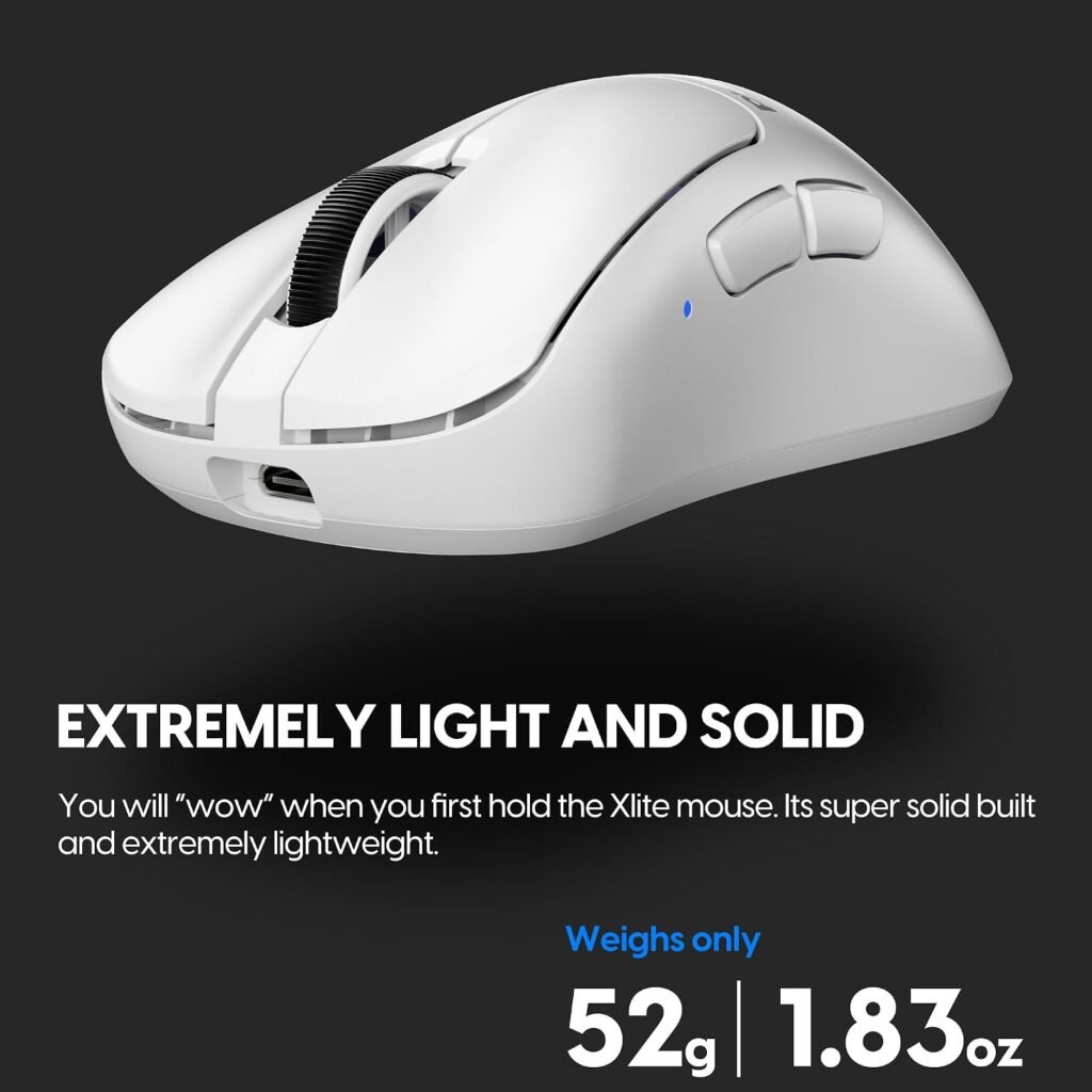 Pulsar Gaming Gears - Xlite V3 mini Wireless Gaming Mouse, Ultra Lightweight 1.83 oz (52 g), Ergonomic, Optical Switches, PAW3395 Optical Sensor (Mini, Wireless, White) (Renewed)