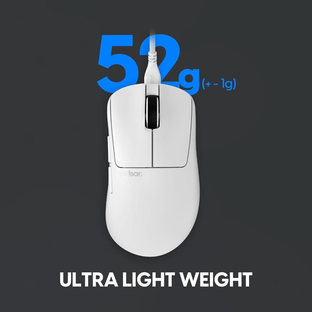 Pulsar Gaming Gears Xlite Wired Gaming Mouse, Ultra Lightweight 1.83 oz (52g), Ergonomic, Optical Switch, DPI, Motion Sync, PAW3395 Sensor (Medium, Wired, White) | Ultra Lightweight 1.83 oz (52g), Ergonomic, Optical Switch, DPI, Motion Sync, PAW3395 Sensor Pulsar Gaming Gears Xlite Wired Gaming Mouse, Ultra Lightweight 1.83 oz (52g), Ergonomic, Optical Switch, DPI, Motion Sync, PAW3395 Sensor (Medium, Wired, White) | Ultra Lightweight 1.83 oz (52g), Ergonomic, Optical Switch, DPI, Motion Sync, PAW3395 Sensor