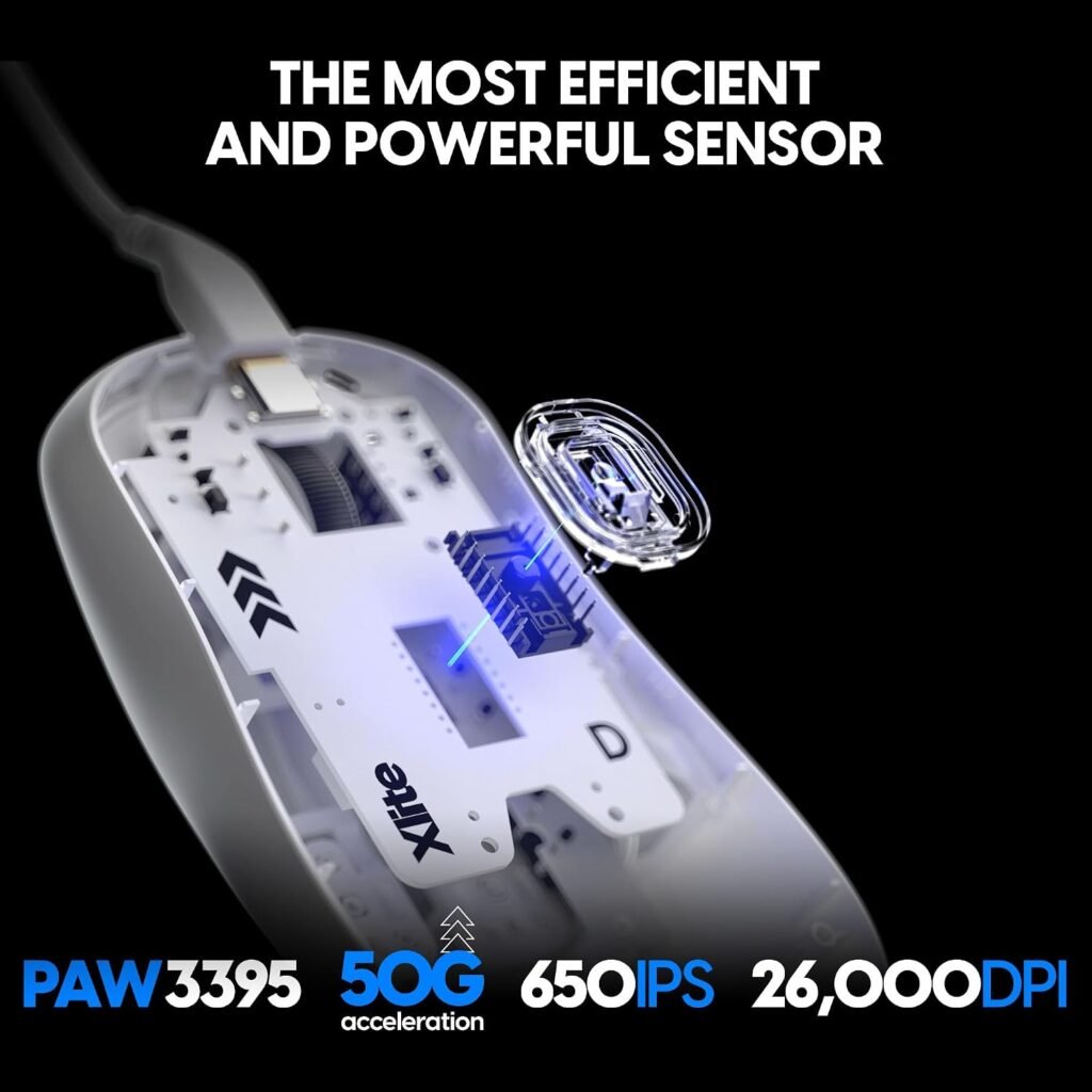 Pulsar Gaming Gears Xlite Wired Gaming Mouse, Ultra Lightweight 1.83 oz (52g), Ergonomic, Optical Switch, DPI, Motion Sync, PAW3395 Sensor (Medium, Wired, White) | Ultra Lightweight 1.83 oz (52g), Ergonomic, Optical Switch, DPI, Motion Sync, PAW3395 Sensor Pulsar Gaming Gears Xlite Wired Gaming Mouse, Ultra Lightweight 1.83 oz (52g), Ergonomic, Optical Switch, DPI, Motion Sync, PAW3395 Sensor (Medium, Wired, White) | Ultra Lightweight 1.83 oz (52g), Ergonomic, Optical Switch, DPI, Motion Sync, PAW3395 Sensor