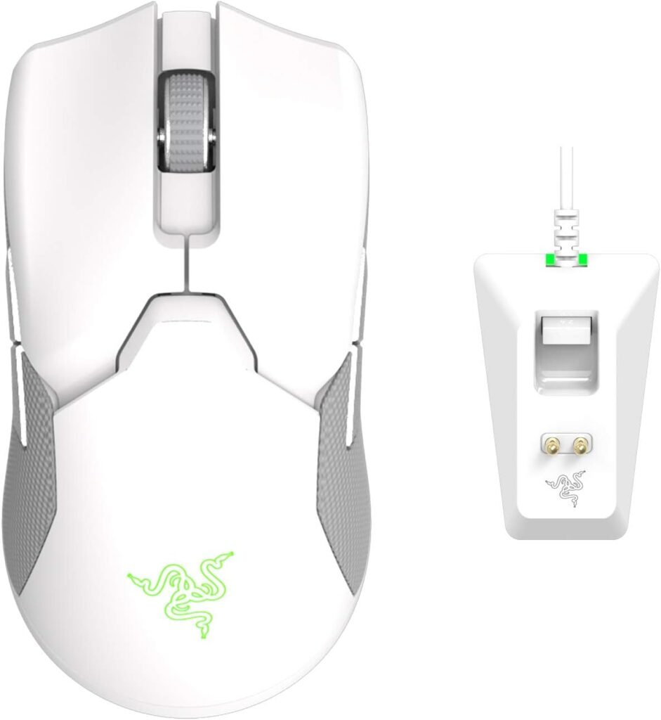 Razer Viper Ultimate Lightweight Wireless Gaming Mouse  RGB Charging Dock: Hyperspeed Wireless Technology - 20K DPI Optical Sensor - 74g Lightweight - Hr Battery - Mercury White