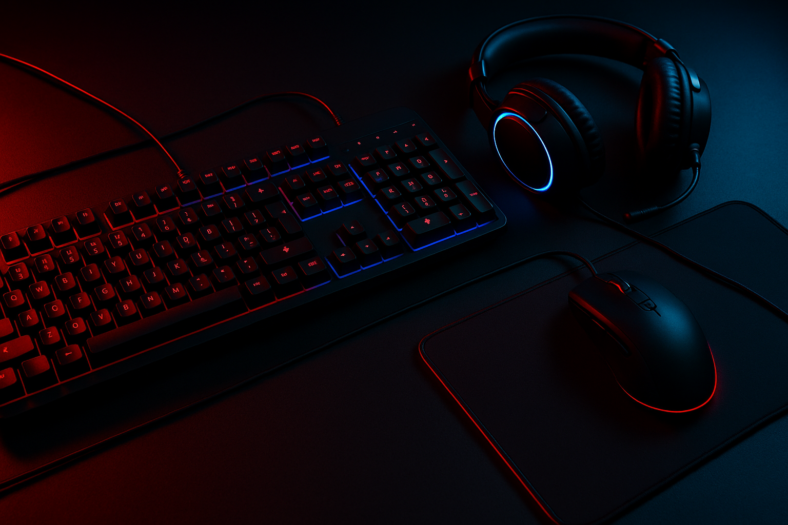 Ritz Gear Red & Blue Gaming Keyboard Kit Combo | 4-in-1 LED Backlight Bundle PC Combo with Multimedia Keyboard, Mouse, Mouse Pad & Headset with Adapter | for Windows 7+ Desktop, Laptop, Xbox & PS4