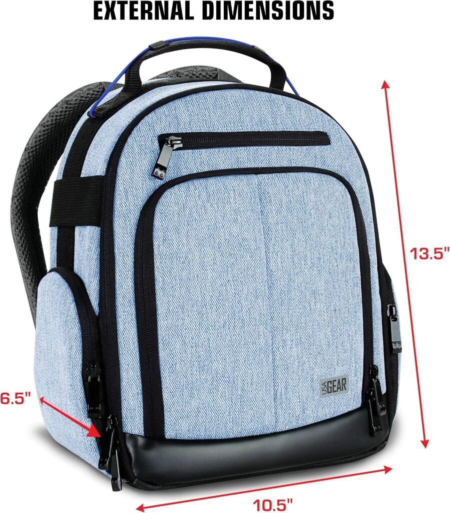 USA GEAR VR Headset Case - Virtual Reality Backpack with Customizable Interior Compartments Compatible with VR Gaming Headset, Controllers, and More Virtual Reality Gaming Accessories - Blue