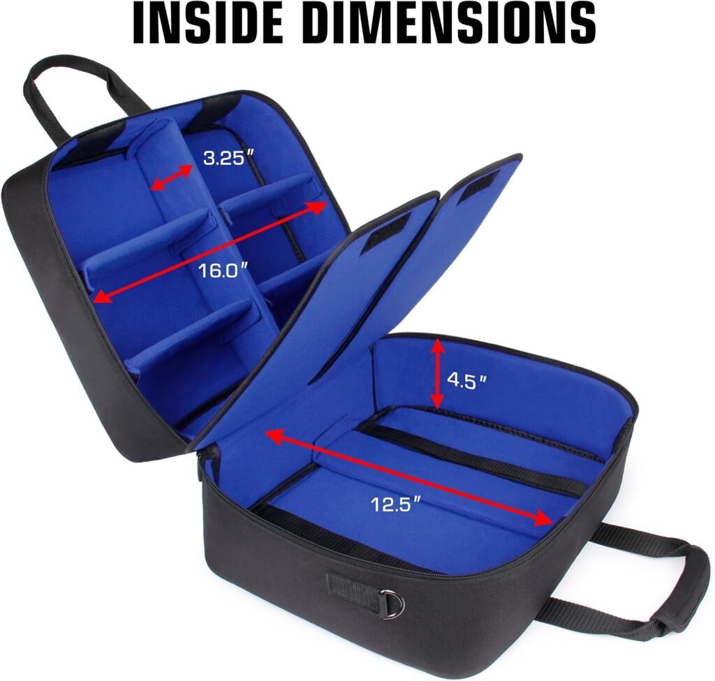 USA Gear XL MTG Bag Fits Magic the Gathering Deck Boxes, Playmats, Pokemon, Yugioh Cards  More TCG Accessories - TCG Storage Bag with Shoulder Straps, Customizable Interior, Weather Resistant (Blue)