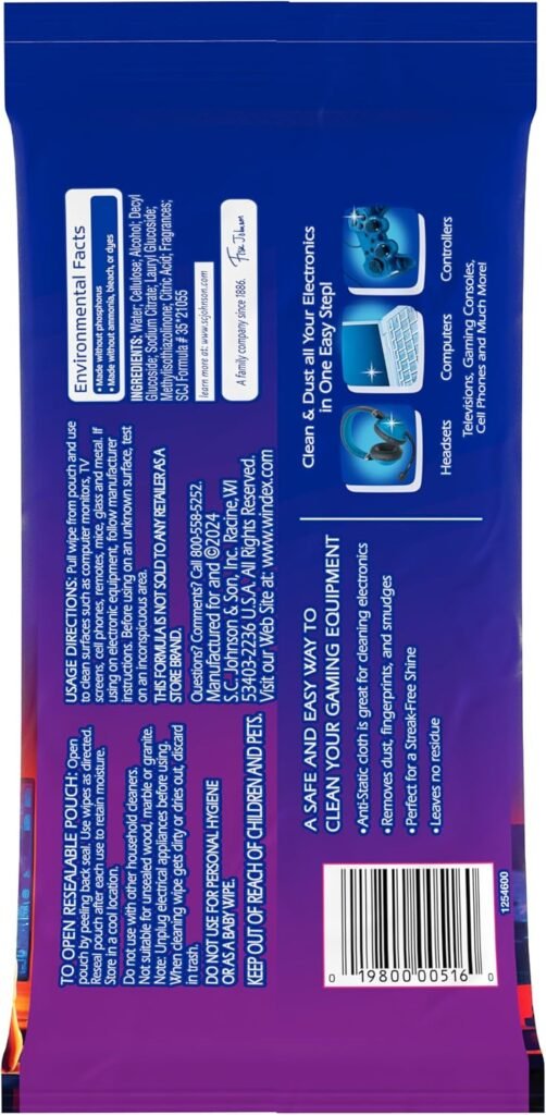 Windex Gaming Cleaning Wipes, Pre-Moistened Wipes to Instantly Clean all Gaming Gear and Electronics, Resealable Packaging for a Freshness Lock, count (Pack of 1) Windex Gaming Cleaning Wipes, Pre-Moistened Wipes to Instantly Clean all Gaming Gear and Electronics, Resealable Packaging for a Freshness Lock, count (Pack of 1)