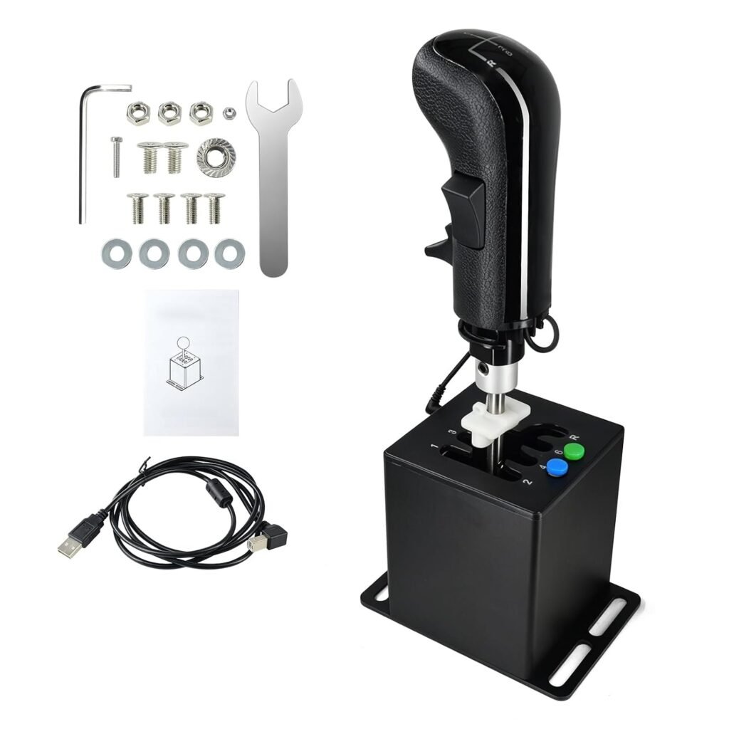 ZLiT PC USB Racing Game Truck Simulator Gear Shifter+Gearshift Knob for Logitech G923 G29 G27 G25 G92 for Tumaster Steering Wheel (Black)