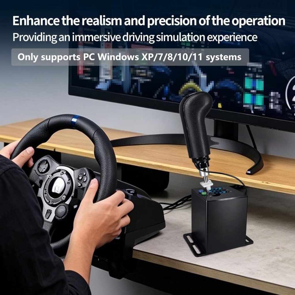 ZLiT PC USB Racing Game Truck Simulator Gear Shifter+Gearshift Knob for Logitech G923 G29 G27 G25 G92 for Tumaster Steering Wheel (Black)