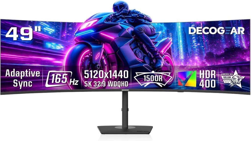 Deco Gear R1000 49” Curved Super Ultrawide Dual QHD Monitor 5120×1440 Hz 1000R E-LED HDR Adaptive Sync HDMI 2.1 DisplayPort 1.4 PIP PBP Overdrive Gaming Workstation Display Deco Gear R1000 49” Curved Super Ultrawide Dual QHD Monitor 5120×1440 Hz 1000R E-LED HDR Adaptive Sync HDMI 2.1 DisplayPort 1.4 PIP PBP Overdrive Gaming Workstation Display
