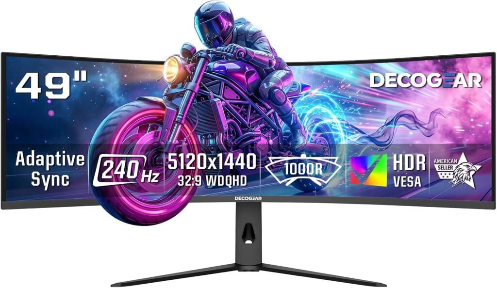 Deco Gear R1000 49” Curved Super Ultrawide Dual QHD Monitor 5120×1440 Hz 1000R E-LED HDR Adaptive Sync HDMI 2.1 DisplayPort 1.4 PIP PBP Overdrive Gaming Workstation Display Deco Gear R1000 49” Curved Super Ultrawide Dual QHD Monitor 5120×1440 Hz 1000R E-LED HDR Adaptive Sync HDMI 2.1 DisplayPort 1.4 PIP PBP Overdrive Gaming Workstation Display