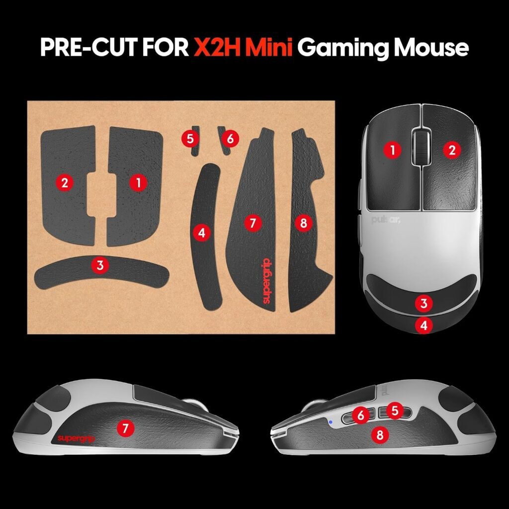Pulsar Gaming Gears SUPERGRIP Griptape Set for X2H mini Sweat Absorbing High Performance Anti Slip 3M Adhesive no Residue Mouse Grip Tape Ultra-Thin 0.5mm (0.02in) Pulsar Gaming Gears SUPERGRIP Griptape Set for X2H mini Sweat Absorbing High Performance Anti Slip 3M Adhesive no Residue Mouse Grip Tape Ultra-Thin 0.5mm (0.02in)