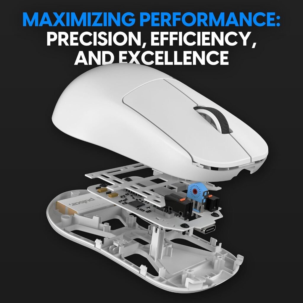 Pulsar Gaming Gears X2H Wireless Gaming Mouse, Ultra Lightweight 1.90 oz (54 g), Symmetrical, Optical Switch, 2.4 Ghz ms, DPI, PAW3395 Sensor (Medium, Wireless, White)
