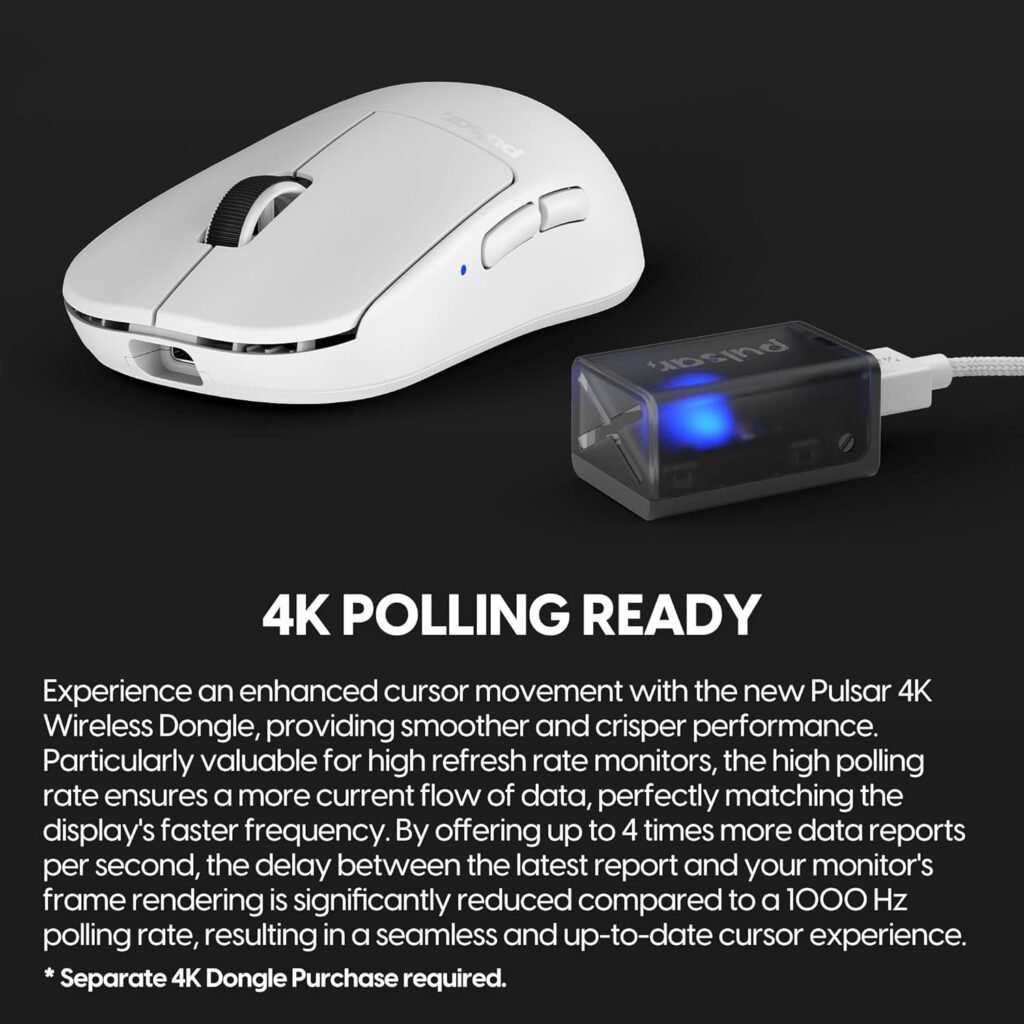 Pulsar Gaming Gears X2H Wireless Gaming Mouse, Ultra Lightweight 1.90 oz (54 g), Symmetrical, Optical Switch, 2.4 Ghz ms, DPI, PAW3395 Sensor (Medium, Wireless, White)